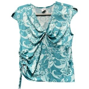 Y2K Ellemenno Floral Top Cinch Tie Side Size XL